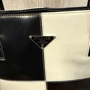 Vintage Prada Monochrome Color-Block Design Tote Great Condition